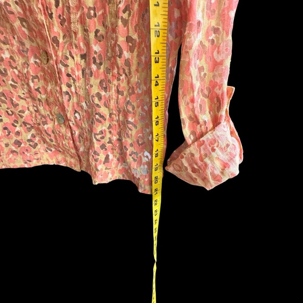 Ruby Rd Burnout Semi-Sheer Leopard Pink/Cream Spring Summer Blazer Jacket EUC - Picture 7 of 14